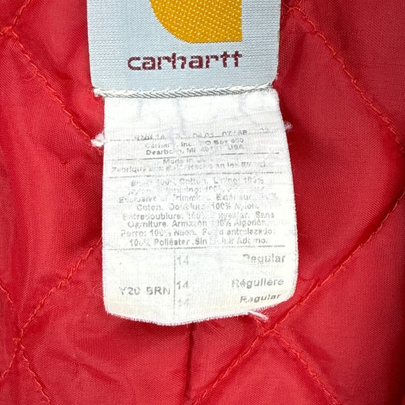 Carhartt Detroit Jacket Quilt Lined Youth 14 (XL) Y20 BRN Brown Red Lining - Picture 5 of 16